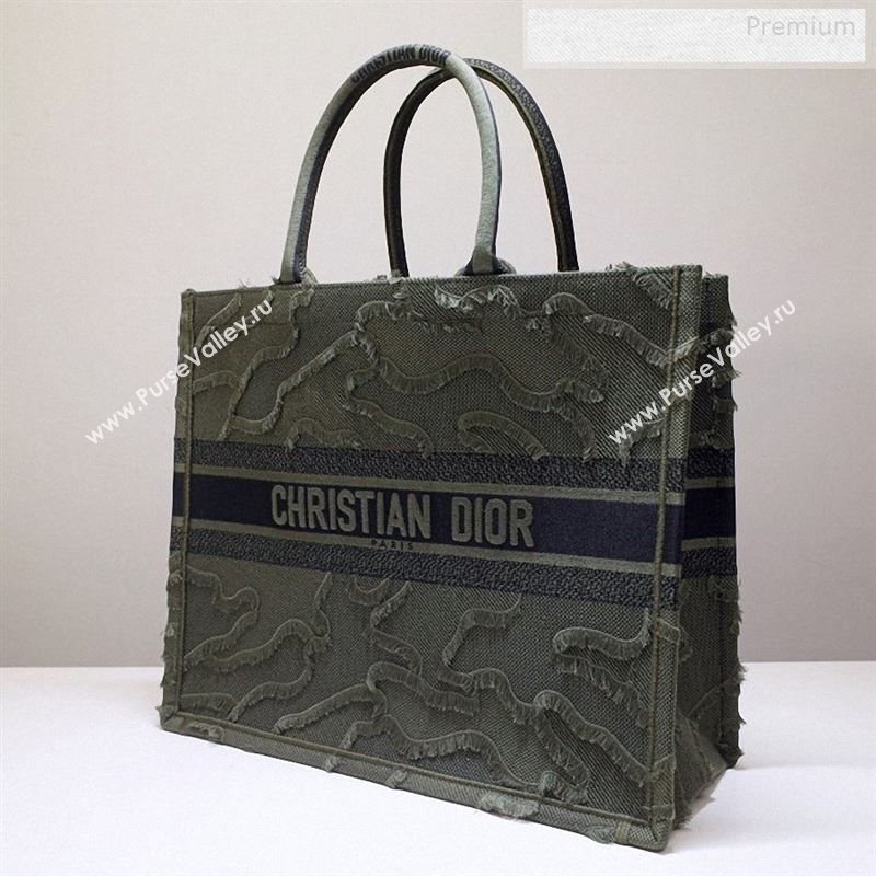 Dior Book Tote Camouflage Embroidered Canvas Bag Green 2019 (BF-9122308)