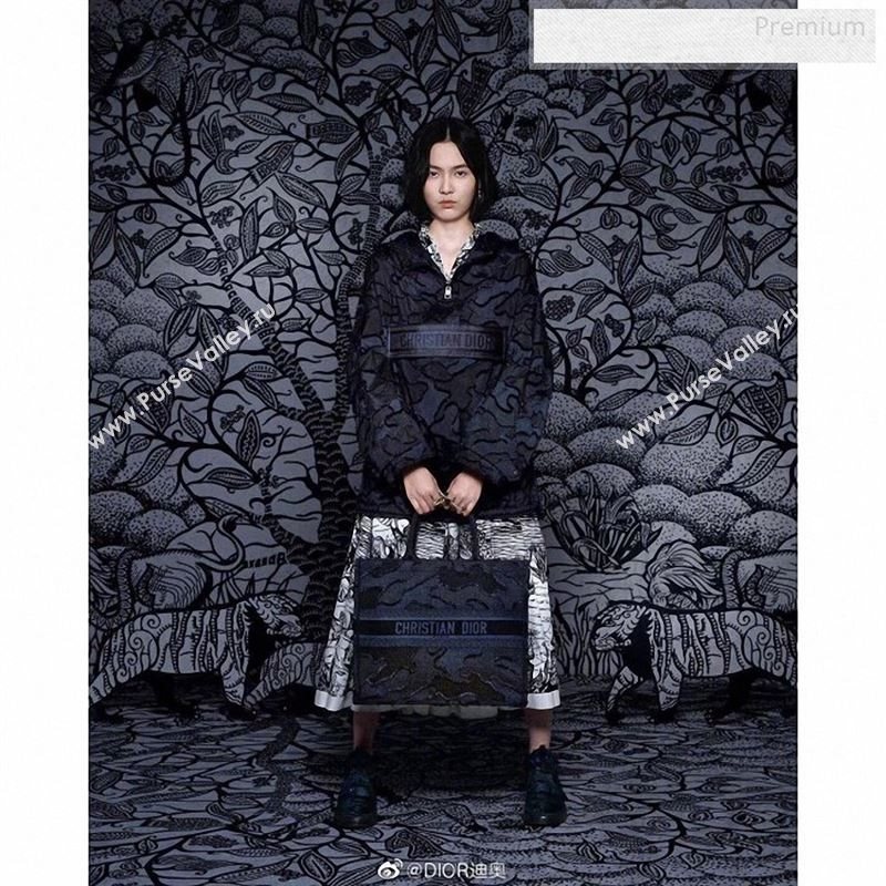 Dior Book Tote Camouflage Embroidered Canvas Bag Blue 2019 (BF-9122309)