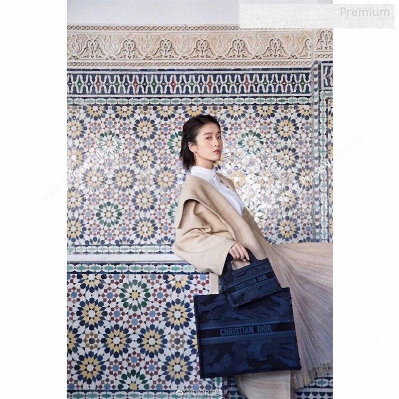 Dior Book Tote Camouflage Embroidered Canvas Bag Blue 2019 (BF-9122309)