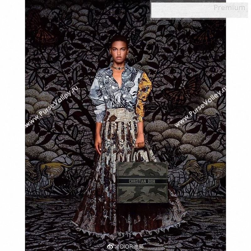 Dior Book Tote Camouflage Embroidered Canvas Bag Green 2019 (BF-9122308)