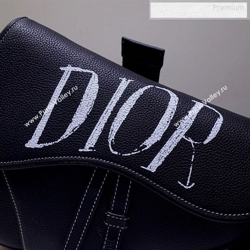 Dior Mens Grained Calfskin Saddle Messenger Bag Black/White 2020 (BF-9122314)