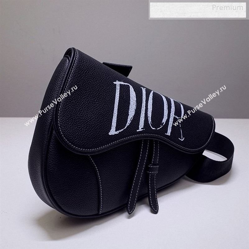 Dior Mens Grained Calfskin Saddle Messenger Bag Black/White 2020 (BF-9122314)