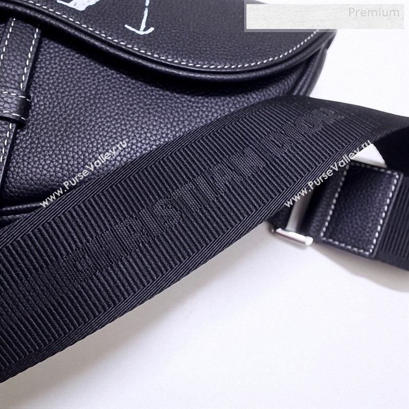Dior Mens Grained Calfskin Saddle Messenger Bag Black/White 2020 (BF-9122314)
