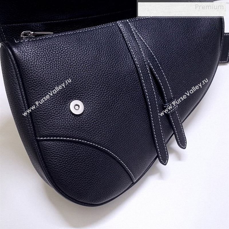 Dior Mens Grained Calfskin Saddle Messenger Bag Black/White 2020 (BF-9122314)