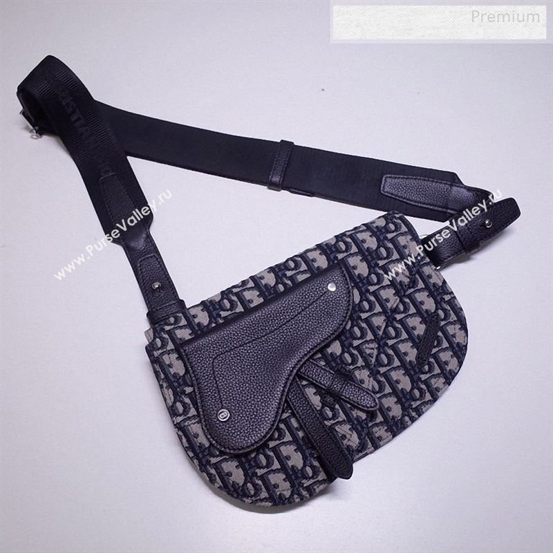 Dior Mens Blue Oblique Canvas Saddle Pocket Messenger Bag 2019 (BF-9122312)