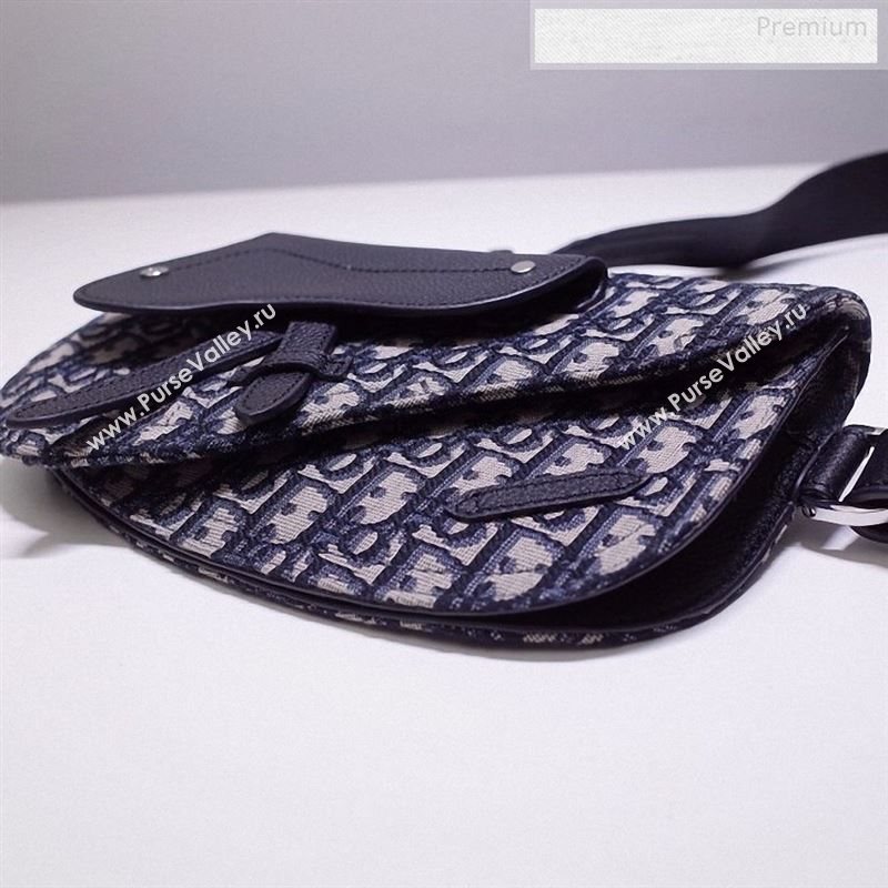 Dior Mens Blue Oblique Canvas Saddle Pocket Messenger Bag 2019 (BF-9122312)