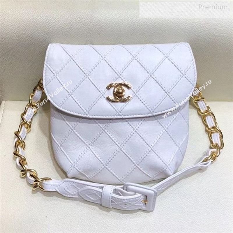 Chanel Vintage Quilted Lambskin Waist/Belt Bag A80063 White 2019 (SMJD-9122427)