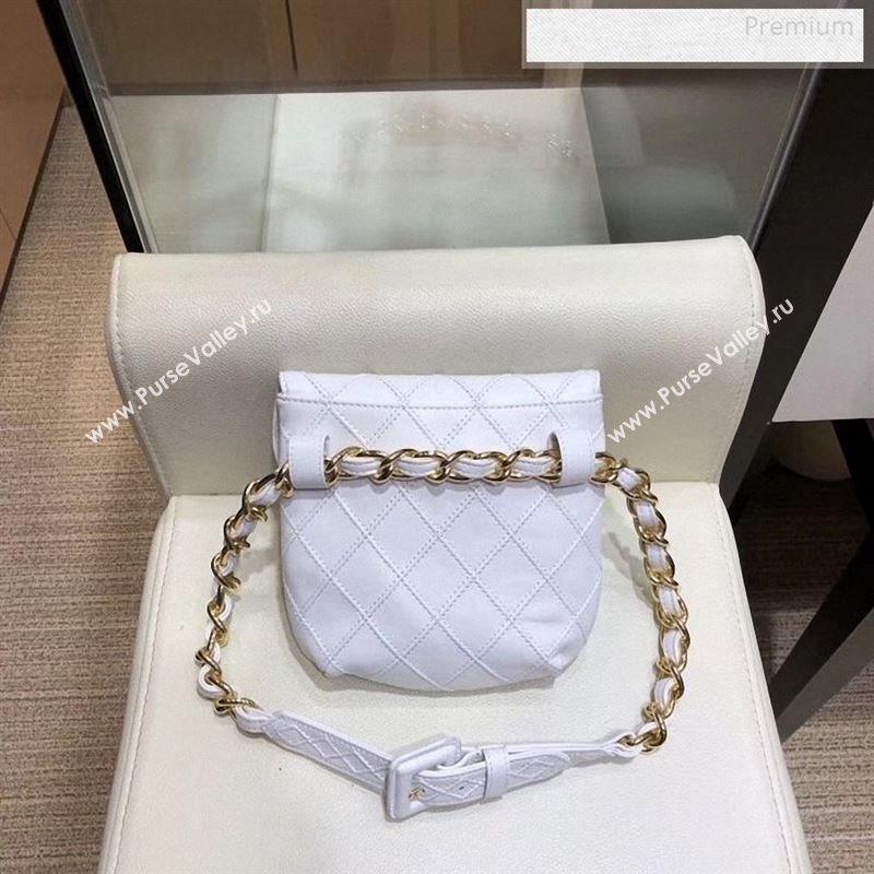 Chanel Vintage Quilted Lambskin Waist/Belt Bag A80063 White 2019 (SMJD-9122427)