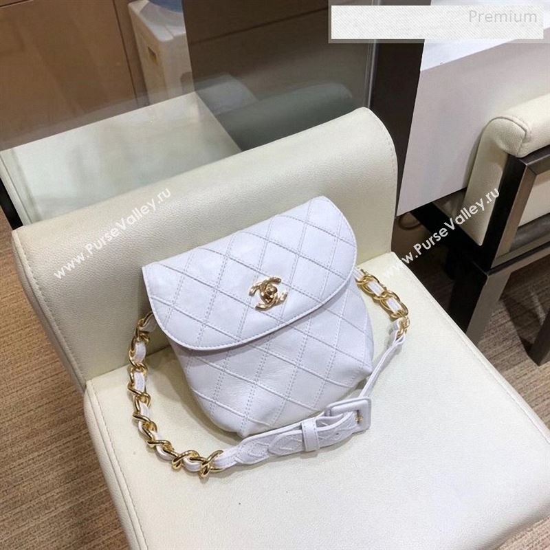 Chanel Vintage Quilted Lambskin Waist/Belt Bag A80063 White 2019 (SMJD-9122427)