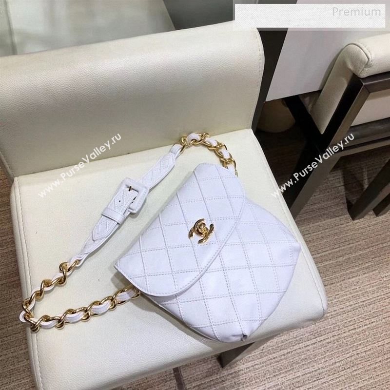 Chanel Vintage Quilted Lambskin Waist/Belt Bag A80063 White 2019 (SMJD-9122427)