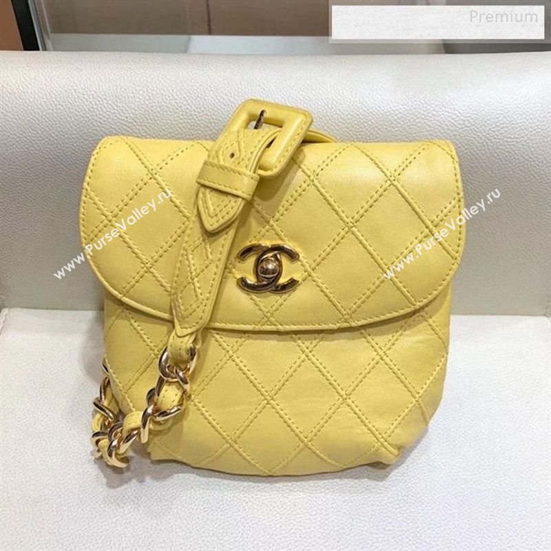 Chanel Vintage Quilted Lambskin Waist/Belt Bag A80063 Yellow 2019 (SMJD-9122431)