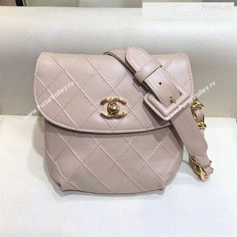 Chanel Vintage Quilted Lambskin Waist/Belt Bag A80063 Light Gray 2019 (SMJD-9122430)