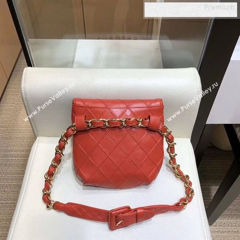 Chanel Vintage Quilted Lambskin Waist/Belt Bag A80063 Red 2019 (SMJD-9122429)