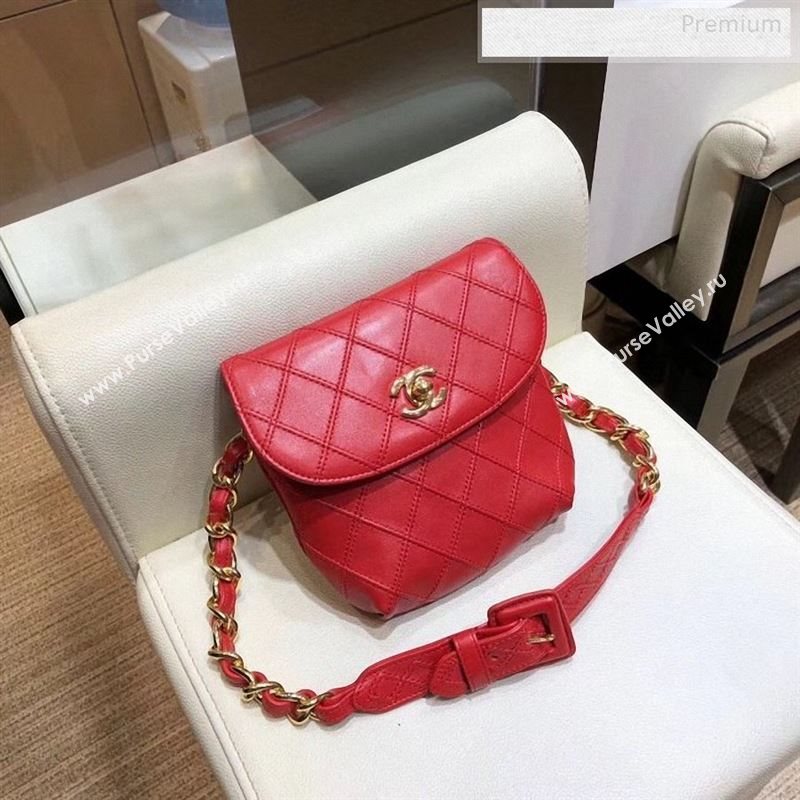 Chanel Vintage Quilted Lambskin Waist/Belt Bag A80063 Red 2019 (SMJD-9122429)