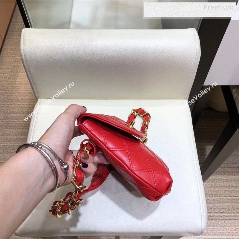 Chanel Vintage Quilted Lambskin Waist/Belt Bag A80063 Red 2019 (SMJD-9122429)