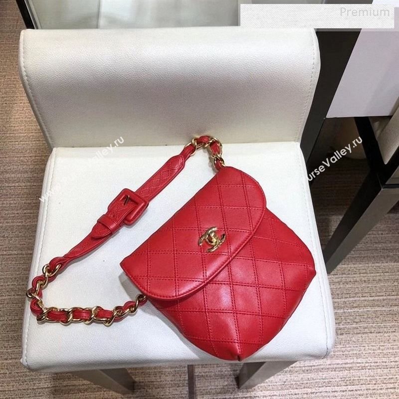 Chanel Vintage Quilted Lambskin Waist/Belt Bag A80063 Red 2019 (SMJD-9122429)