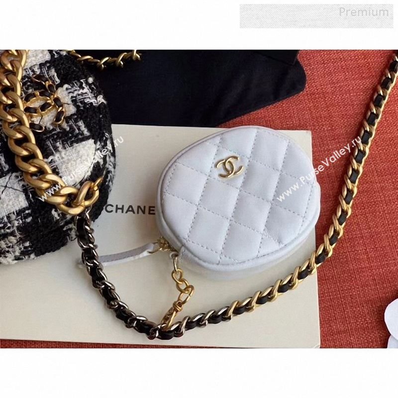 Chanel 19 Tweed Clutch with Chain &amp; Coin Purse AP0986 White/Black 01 2019 (XING-9122434)