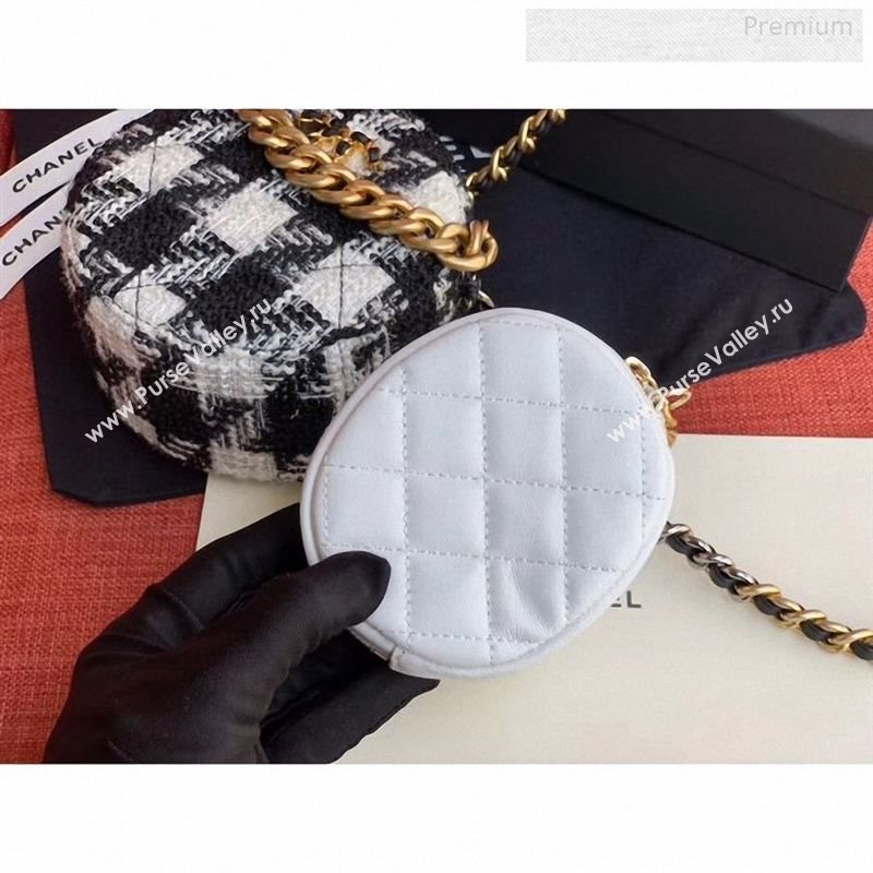 Chanel 19 Tweed Clutch with Chain &amp; Coin Purse AP0986 White/Black 01 2019 (XING-9122434)