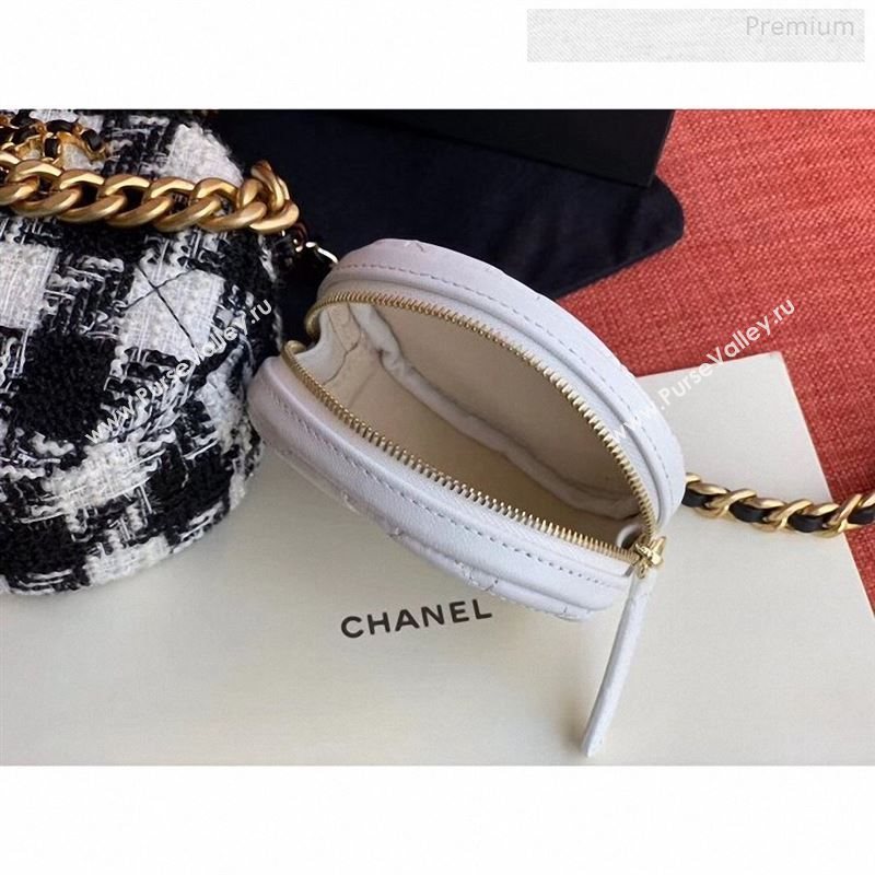 Chanel 19 Tweed Clutch with Chain &amp; Coin Purse AP0986 White/Black 01 2019 (XING-9122434)