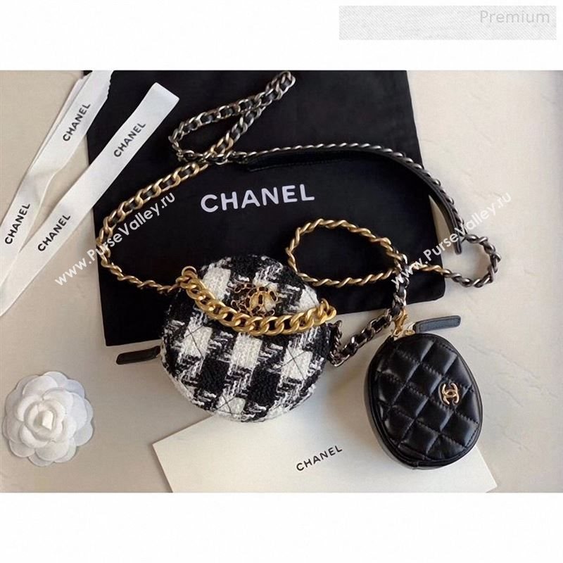Chanel 19 Tweed Clutch with Chain &amp; Coin Purse AP0986 Black/White 02 2019 (XING-9122435)