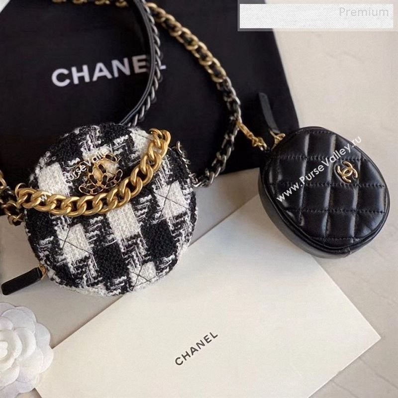 Chanel 19 Tweed Clutch with Chain &amp; Coin Purse AP0986 Black/White 02 2019 (XING-9122435)