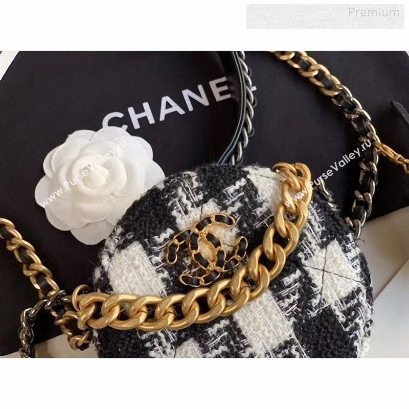 Chanel 19 Tweed Clutch with Chain &amp; Coin Purse AP0986 Black/White 02 2019 (XING-9122435)