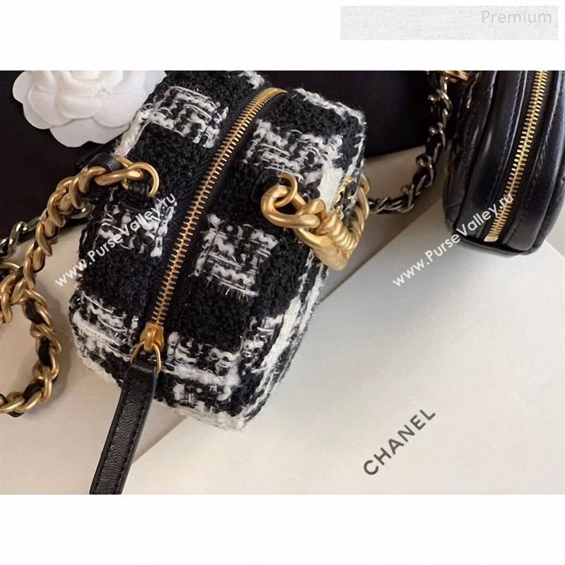 Chanel 19 Tweed Clutch with Chain &amp; Coin Purse AP0986 Black/White 02 2019 (XING-9122435)