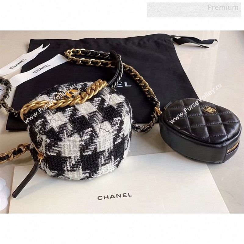 Chanel 19 Tweed Clutch with Chain &amp; Coin Purse AP0986 Black/White 02 2019 (XING-9122435)