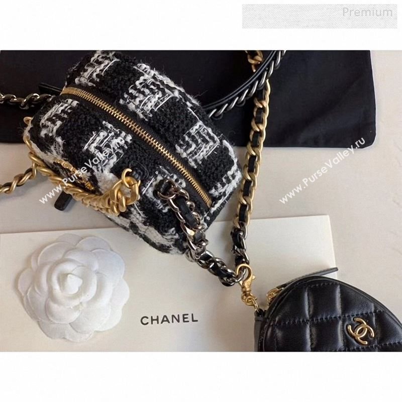 Chanel 19 Tweed Clutch with Chain &amp; Coin Purse AP0986 Black/White 02 2019 (XING-9122435)