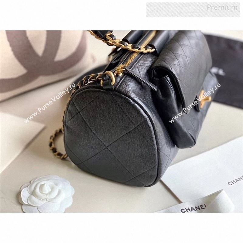 Chanel Quilted Grained Calfskin and Lambskin Large Bowling Bag AS1360 Black 2020 (XING-9122433)