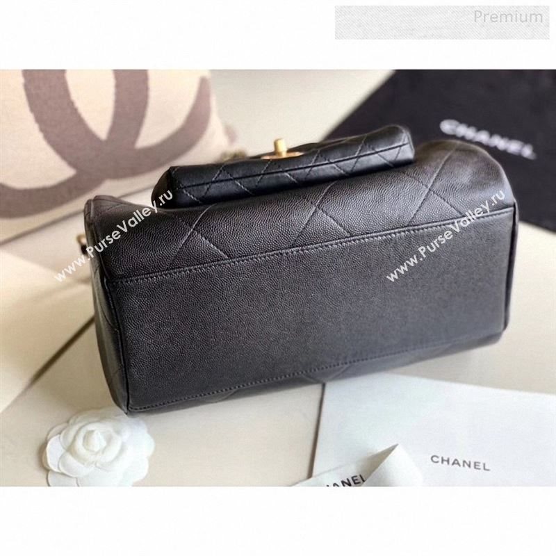 Chanel Quilted Grained Calfskin and Lambskin Large Bowling Bag AS1360 Black 2020 (XING-9122433)