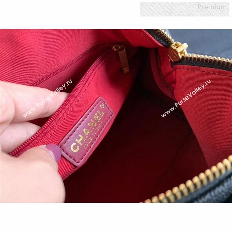 Chanel Quilted Grained Calfskin and Lambskin Large Bowling Bag AS1360 Black 2020 (XING-9122433)