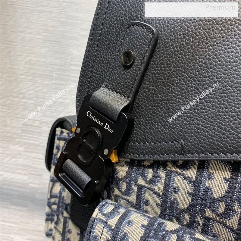 Dior Homme Mens Blue Oblique Canvas Large Saddle Backpack 2020 (XXG-9122502)