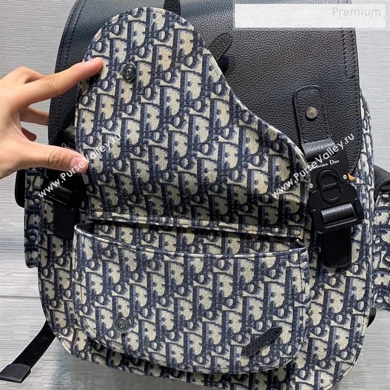 Dior Homme Mens Blue Oblique Canvas Large Saddle Backpack 2020 (XXG-9122502)
