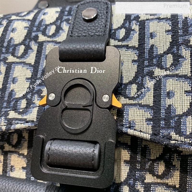 Dior Homme Mens Blue Oblique Canvas Mini Saddle Backpack 2020 (XXG-9122501)