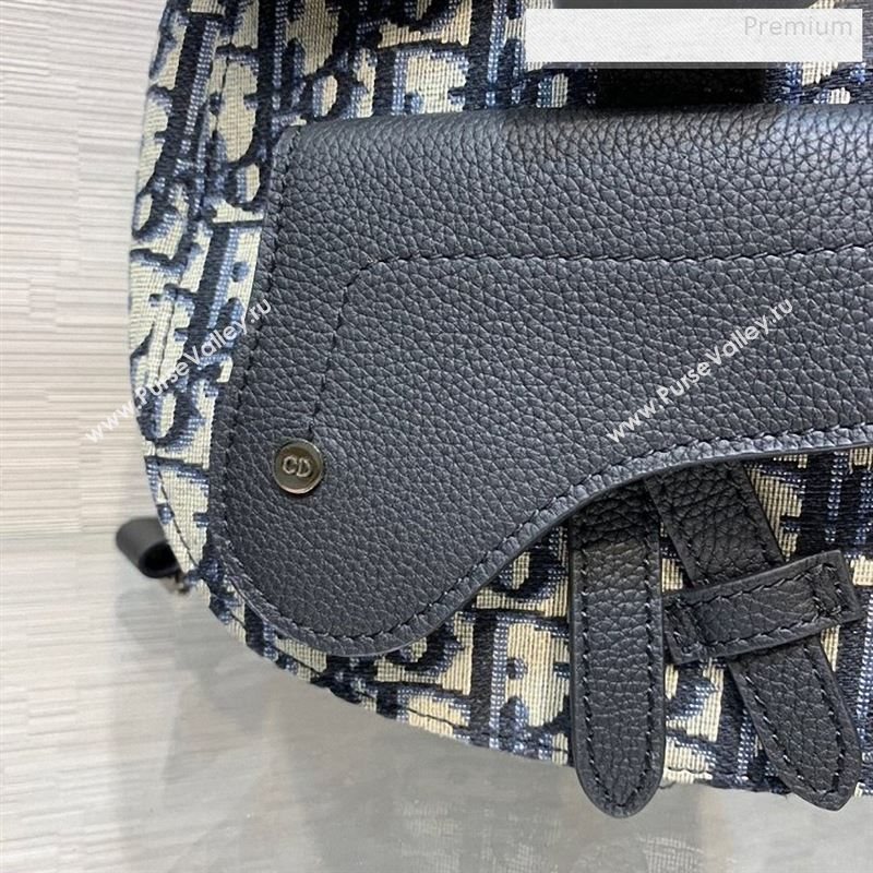 Dior Homme Mens Blue Oblique Canvas Mini Saddle Backpack 2020 (XXG-9122501)