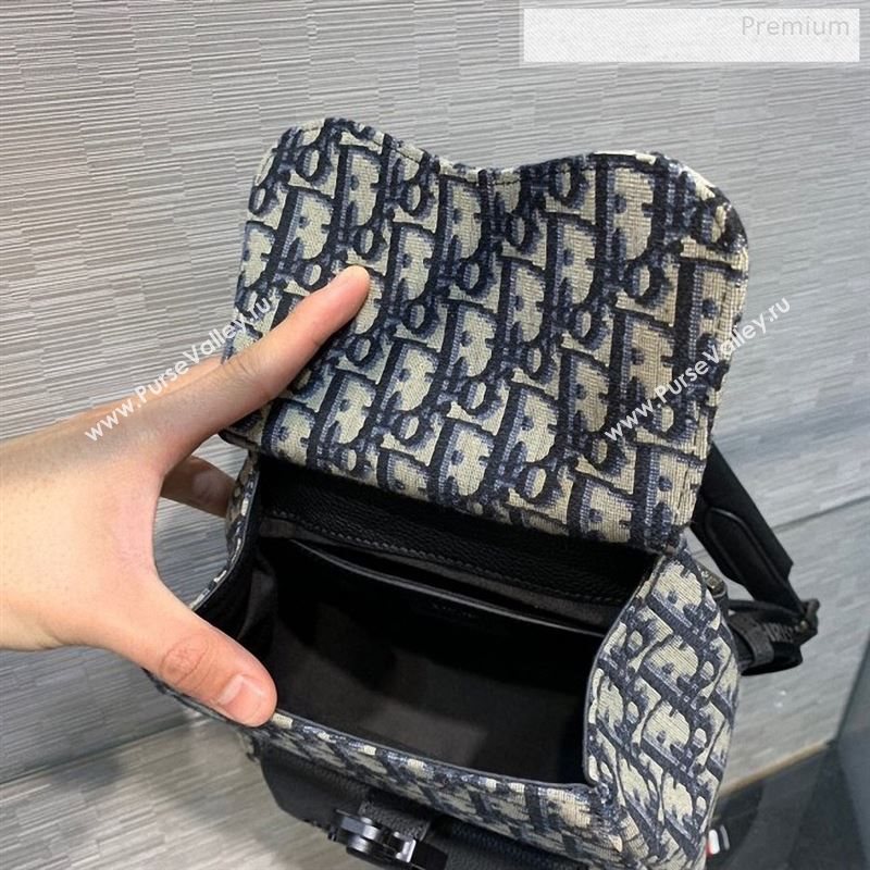 Dior Homme Mens Blue Oblique Canvas Mini Saddle Backpack 2020 (XXG-9122501)