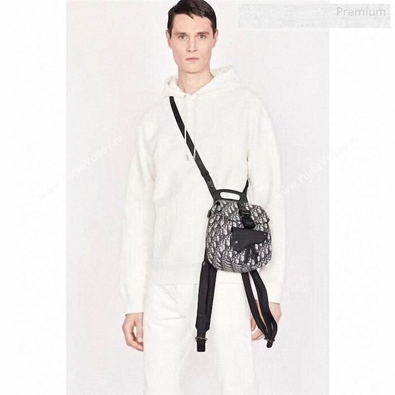 Dior Homme Mens Blue Oblique Canvas Mini Saddle Backpack 2020 (XXG-9122501)