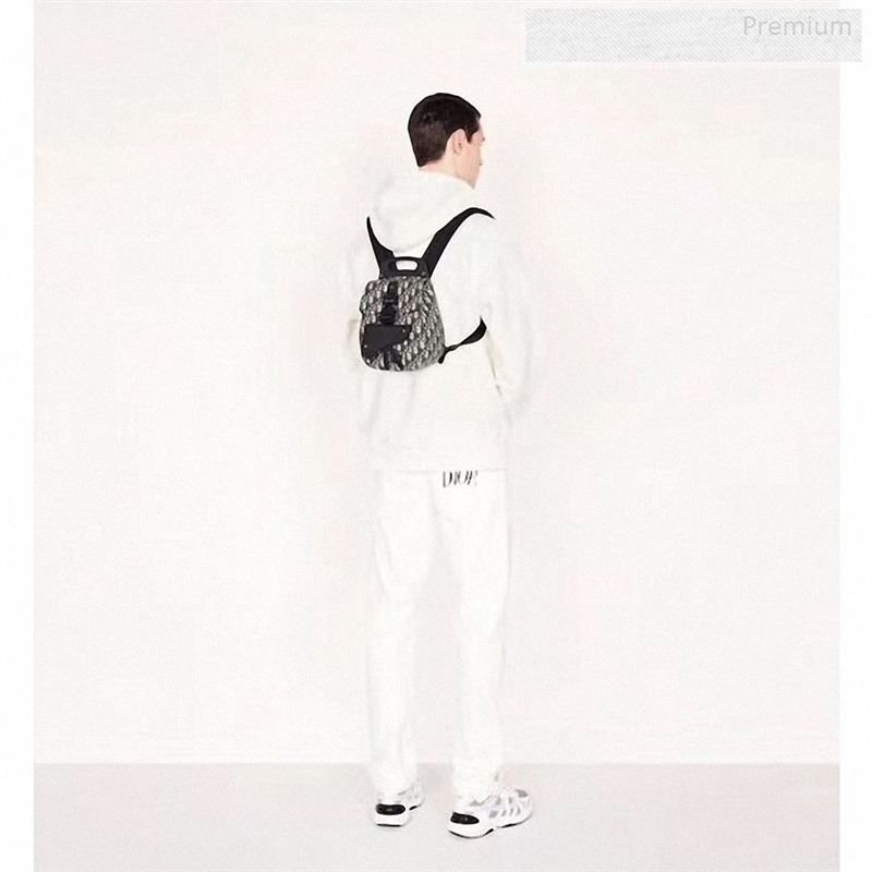 Dior Homme Mens Blue Oblique Canvas Mini Saddle Backpack 2020 (XXG-9122501)