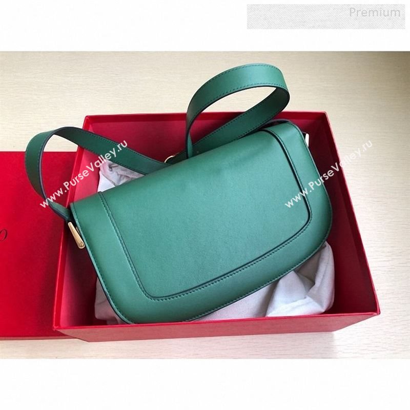 Valentino Supervee Calfskin Maxi-Logo Crossbody Bag 1011L Green/Gold 2020 (JD-9122503)