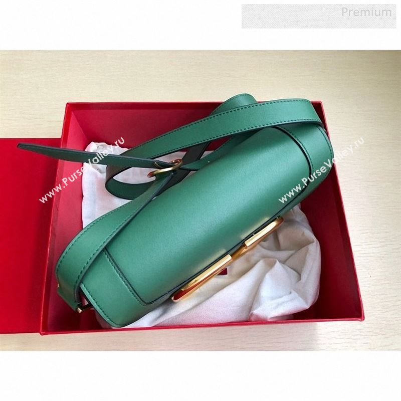 Valentino Supervee Calfskin Maxi-Logo Crossbody Bag 1011L Green/Gold 2020 (JD-9122503)