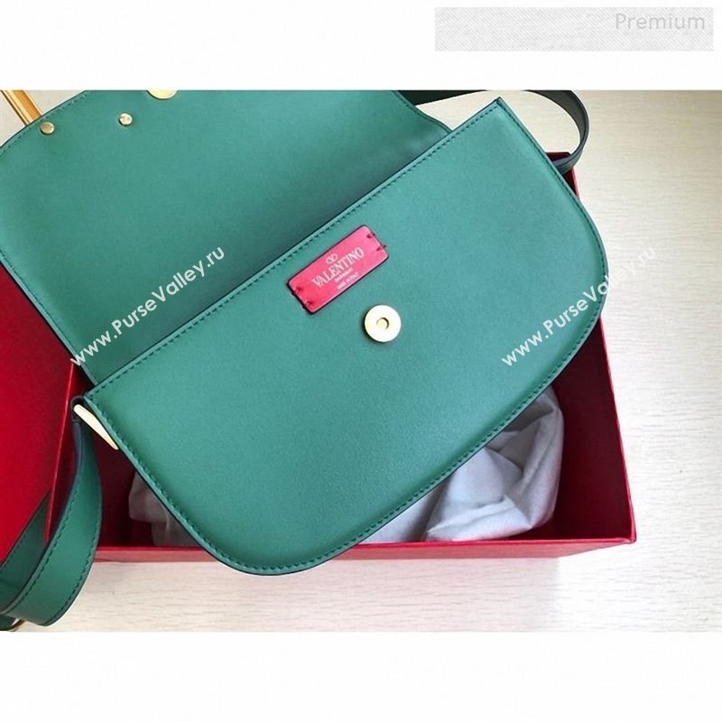 Valentino Supervee Calfskin Maxi-Logo Crossbody Bag 1011L Green/Gold 2020 (JD-9122503)