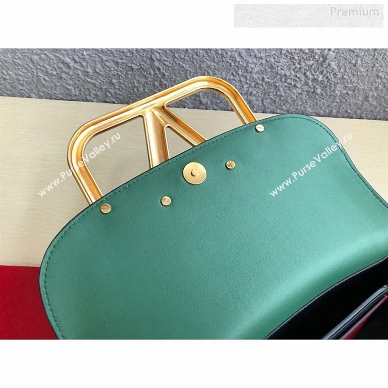 Valentino Supervee Calfskin Maxi-Logo Crossbody Bag 1011L Green/Gold 2020 (JD-9122503)