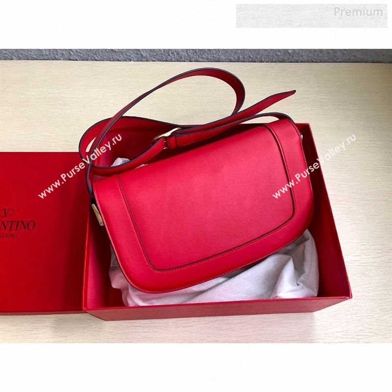 Valentino Supervee Calfskin Maxi-Logo Crossbody Bag 1011L Red/Gold 2020 (JD-9122502)