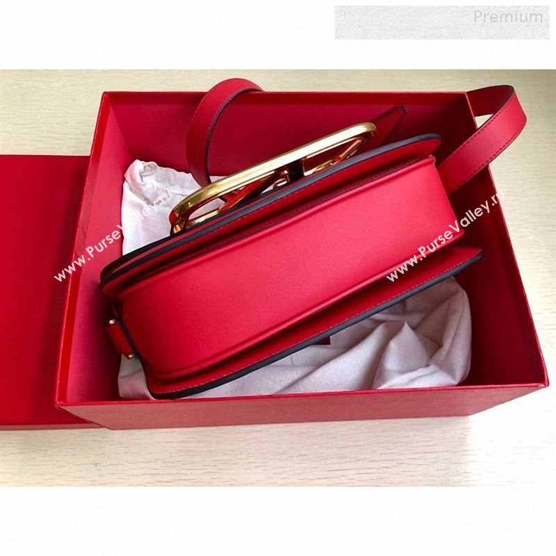 Valentino Supervee Calfskin Maxi-Logo Crossbody Bag 1011L Red/Gold 2020 (JD-9122502)