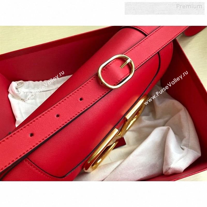 Valentino Supervee Calfskin Maxi-Logo Crossbody Bag 1011L Red/Gold 2020 (JD-9122502)