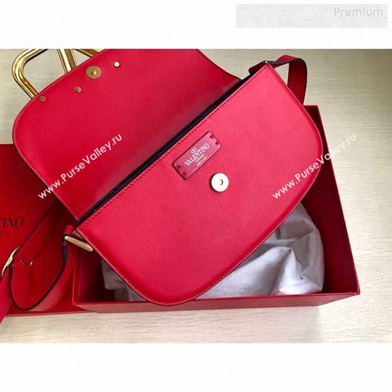 Valentino Supervee Calfskin Maxi-Logo Crossbody Bag 1011L Red/Gold 2020 (JD-9122502)