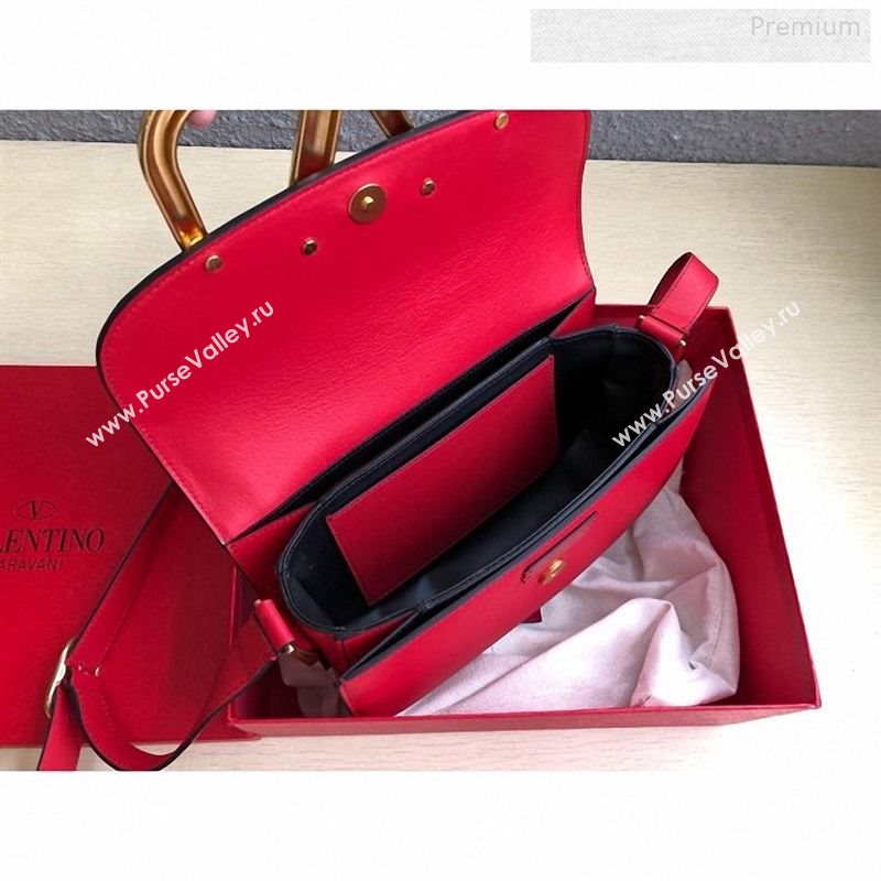 Valentino Supervee Calfskin Maxi-Logo Crossbody Bag 1011L Red/Gold 2020 (JD-9122502)