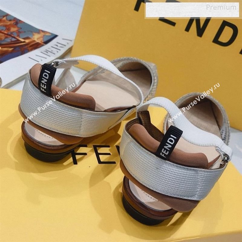 Fendi Colibrì Crystal Mesh Slingback Flat Shoe White/Beige 2020 (DLY-9122613)