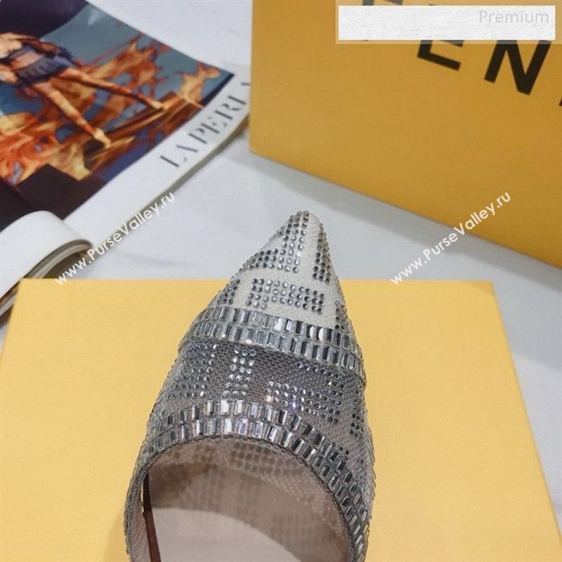 Fendi Colibrì Crystal Mesh Slingback Flat Shoe White/Beige 2020 (DLY-9122613)